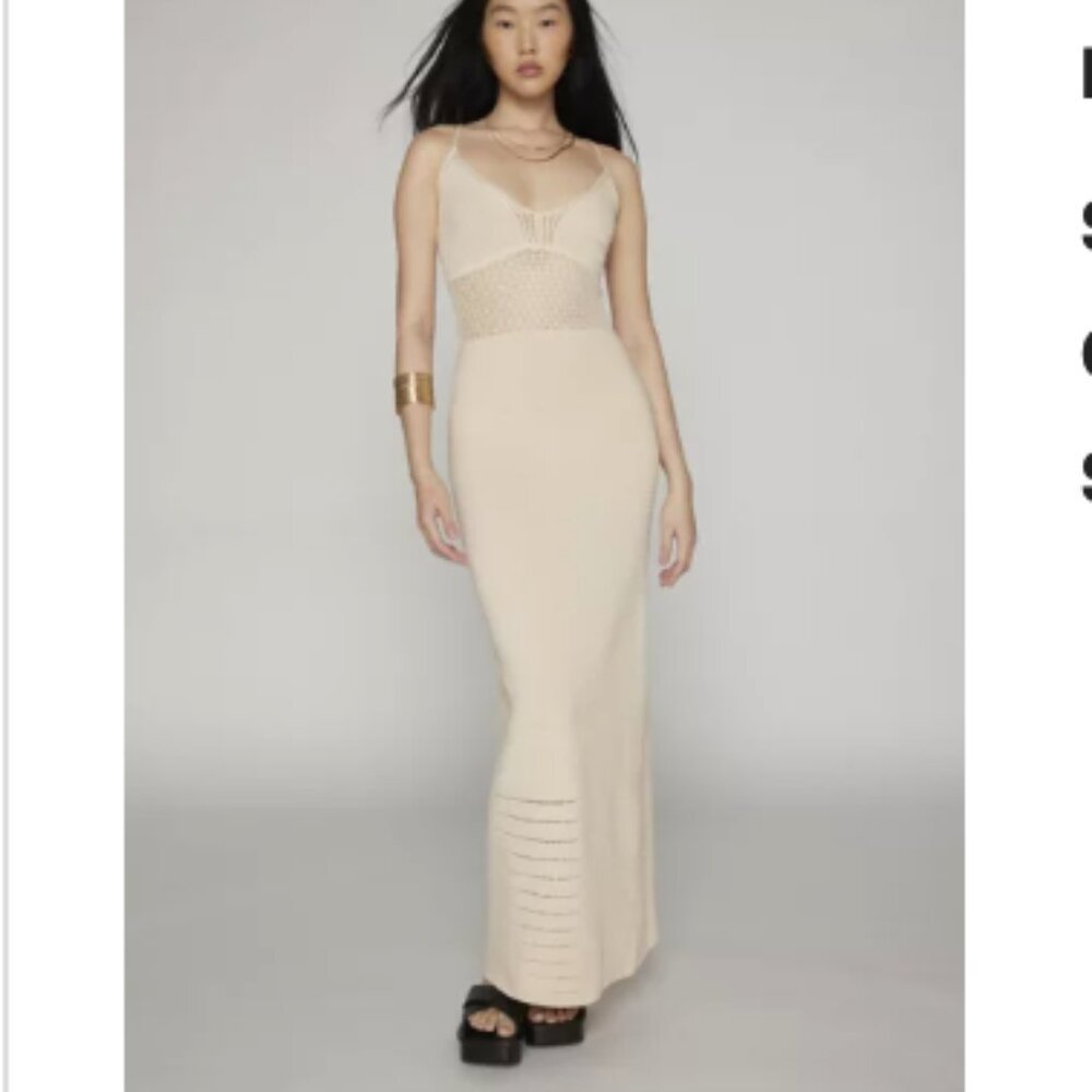 Another Girl Crochet Knit Lace-Up Maxi Dress